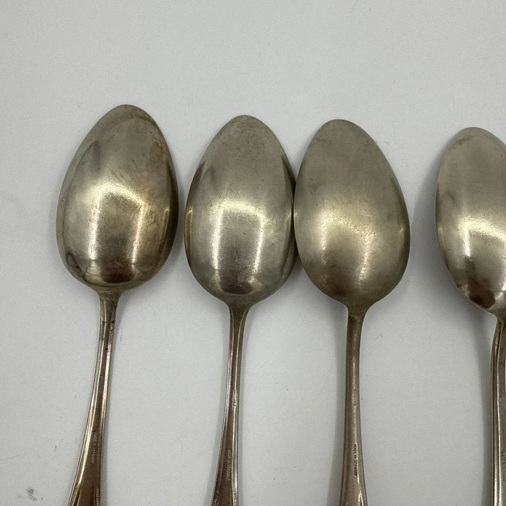 Silvia Made In Germany Vintage Silver Plated Spoons Rococo Style Set Of 5